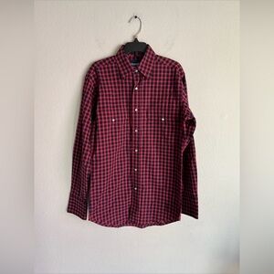 Wrangler Plaid Long Sleeve Shirt Men Small Red